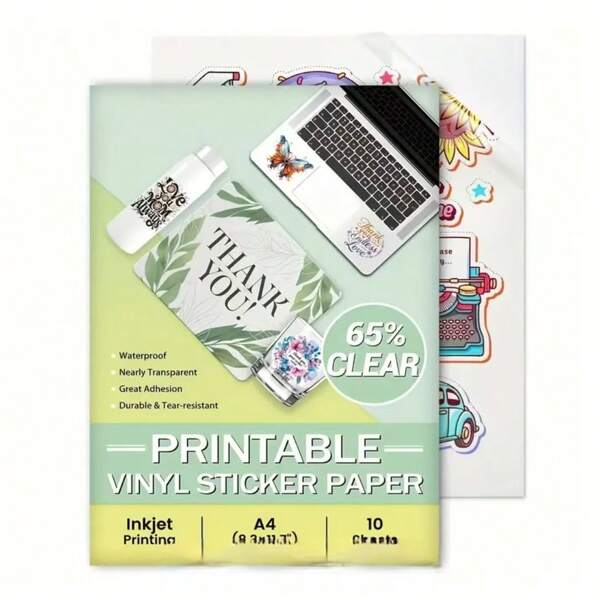 410 Blatt halbtransparentes bedruckbares Vinyl-Aufkleberpapier, 21 x 29,7 cm, hochwertige schnell trocknende Inkjet-Druckfolie, für Schulbedarf, Schulanfang