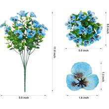 12pcs Vivid UV-Resistant Artificial Flower Bouquet - Realistic Artificial Leaves And Flowers, Suitable For Garden, Porch, Window Sill, Patio Decor - Maintenance-Free, Suitable For All Seasons And Holidays, Artificial Outdoor Flowers (4 Blue, 4 White, 4 Auto)