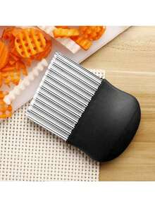 1 件不锈钢波浪刀，非电动厨房工具，适用于炸薯条、土豆角、水果、蔬菜、沙拉、胡萝卜、土豆 - 耐用金属波浪切片机