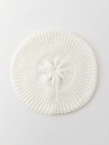 1pc Women's Hollow Knitted Beret Hat, Outdoor Knitted Vintage Casual Cap, Autumn/Winter