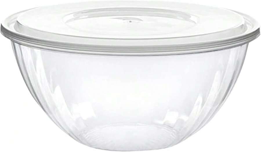 Disposable Round Crystal Clear Serving Bowls With Lids - Party Snack Or Salad Bowl, Plastic Chip Bowls, Candy Dish (2, 150 OUNCE) - 橘色 - 查看 1