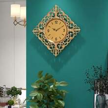 41cm European Wall Clock, Geometric Shape Design, Minimalist Floral Pattern, Metal Iron Frame Room Decor Bedroom Decor Dormitory Decor Back To School School Decor School Surprise