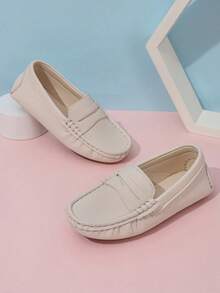 全新儿童男童牛津鞋软底一脚蹬休闲乐福鞋 - 米色 - 查看 4