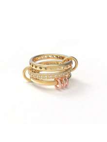 مجموعة خواتم قابلة للتراكم للنساء بأساليب مختلفة ، مطلية بالنحاس ، زركونيا اصطناعية ، خواتم كبيرة مطلية بالذهب عديمة التلون ، مجوهرات زخرفية مثالية للنساء - متعدد الألوان - مشاهدة 2