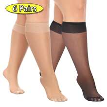 6 Pairs/Package Skin Tone And Stockings, Ultra -Thin Socks, Women's Over The Calf Socks,Comfortable And Breathable