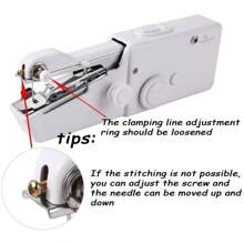 1pc Handheld Sewing Machine Mini Sewing Machines, Portable Sewing Machine Quick Handheld Stitch Tool For Fabric, Kids Cloth, Clothing - 2 Coils Color Random (Battery Not Included)