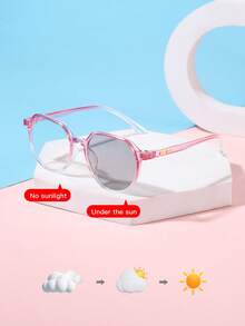 1 Pair Acrylic & Metal Hinge Retro Round Changeable Color Glasses For Boys & Girls Aged 9-14, Suitable For Daily Wear, Student Use, And Summer Outings - Multicolor - View 8