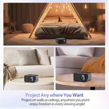 Nouveau mini projecteur haute définition pour cinéma maison, projecteur Full HD 1080P, projecteur de plafond avec rotation à 180 degrés, améliorez votre expérience de films, télévision et jeux, compatible avec smartphone/interface USB, convient pour une utilisation intérieure et de bureau
