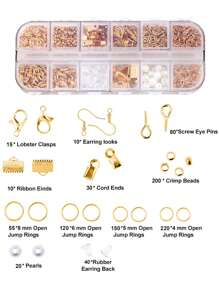 Alloy Accessories Jewelry Findings Set Copper Wire Open Jump Rings Jewelry Making ToolsEarring Hook Jewelry Making Supplies Kit