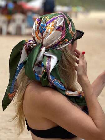 1 pièce Foulard carré imprimé simple, nouveau foulard bandana de mode printemps pour femmes, peut être utilisé comme ceinture, décoration de sac, ruban, bandeau ou foulard bandana, serre-tête, idéal pour habiller votre look