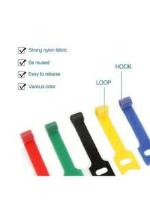 50 条可重复使用尼龙钩环带 - 耐用、柔软的自粘胶带收纳器，适合日常办公室使用
