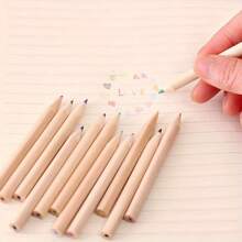 2 Sets Of 24pcs Mini Wooden Pencils With Built-In Sharpener, Random Sharpener Color, Drawing Pencil Set, School Stationery Supplies, PVC Material, No Battery Required