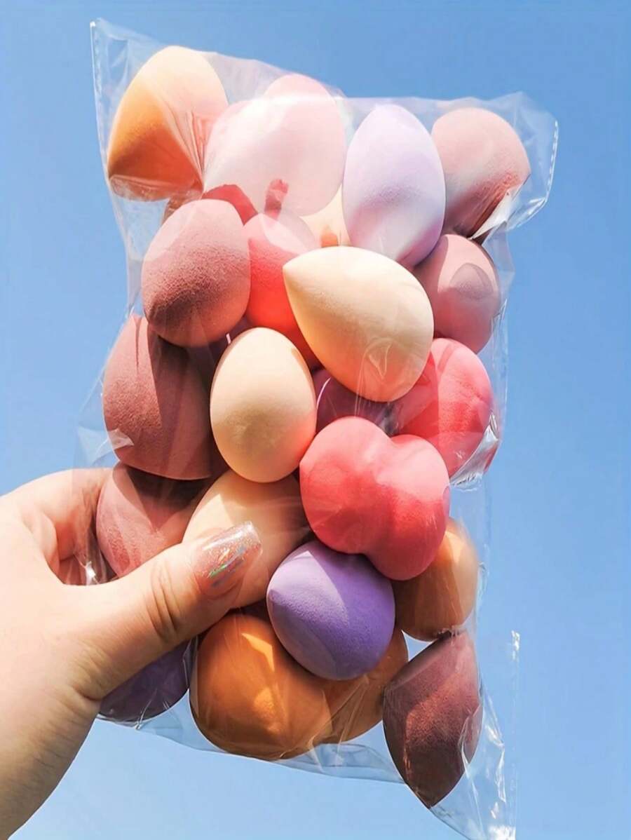 2pcs/5pcs/15pcs/20pcs Makeup Sponge Set, Super Soft & Fine, Doesn't Soak Up Powder, Expands When Wet, Multipurpose Portable Makeup Tool, Suitable For Foundation, Powder, Liquid Cosmetics, Makeup Essentials, Professional Makeup Tools