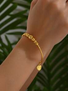 1pc EU&US Fashion Elegant Minimalist Commuter Golden Color Adjustable Open Bangle Bracelet For Women - A - View 5