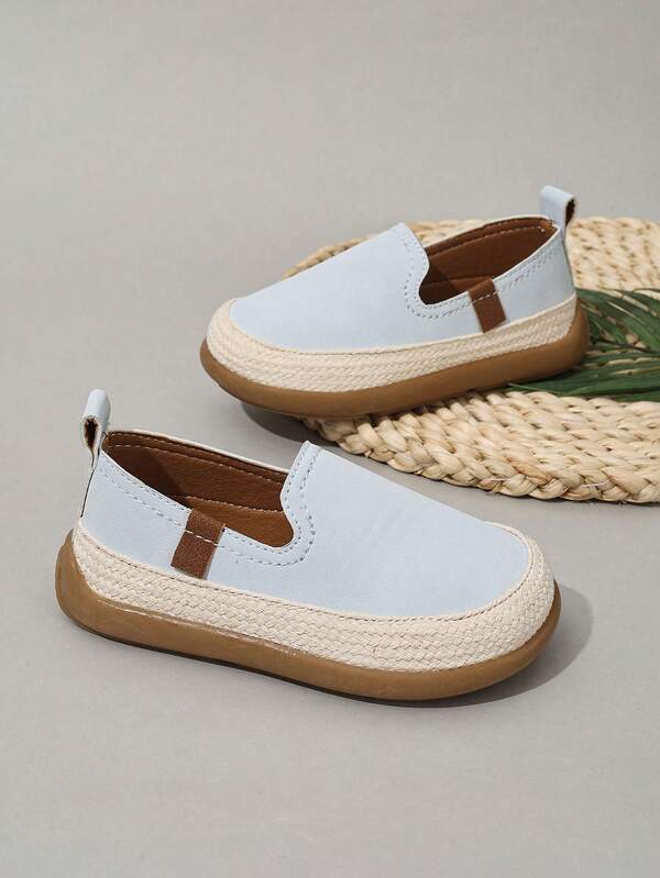 Boys' Fashion Casual Anti-Slip Durable Lightweight Vintage Big Head Leather Slip-On Shoes, Comfortable