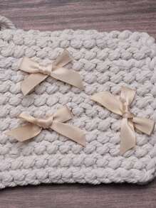 50 Stück/Pack bunte Schleifen-Schleifen Geschenkverpackung Dekoration Handwerk Kartendekor, Haaraccessoires, Luftballonschleifen, Hochzeitsfestdekoration, Zimmerdekor, Heimdekoration - Champagnerfarbe