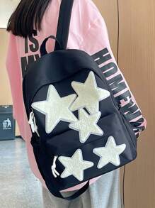 Mochila Clássica Masculina com Estampa de Estrela, Adequada para Escola, Vida Diária, Rua e Ao Ar Livre, Mochila Versátil de Grande Capacidade com Múltiplos Bolsos