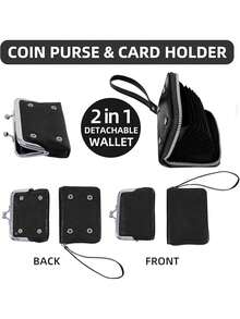 1 Piece, Ladies' Elegant, Detachable 2-In-1 Ladies' Wallet, Credit Card Bag With Ion Wallet, Ladies' And Girls' Cute Change Wallet With Zipper Wristband, The Best Choice To Carry At Birthday Parties And Dinners