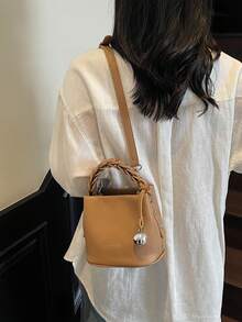 Fashionable Versatile Women's Bucket Handbag - Brown - View 5