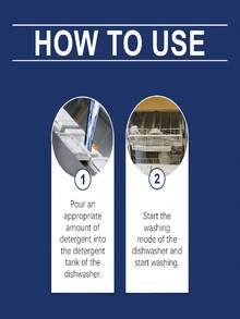 Dishwasher Cleaner - Removes Stains, Grease, And Limescale. Suitable For Built-In, Freestanding, Drawer-Type, Sink-Type, And Countertop Dishwashers. Effectively Dissolves Grease, Food Residue, Tea/Coffee Stains, Protein-Based Stains, And Juice/Wine Stains. For Dishwasher Components, Easy To Rinse Off.