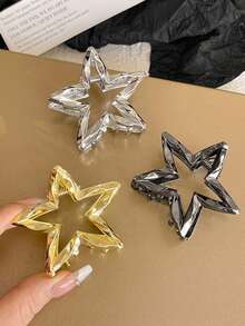 发夹 1 件优雅锌合金五星发夹，液态金属风格高端发夹，适用于球发饰优雅爪夹，学校用品，大学 - 彩色 - 查看 7