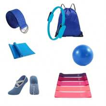 11-Piece Pilates Ring Set - Women's Home Fitness Equipment - Hip Resistance Band Stretching Device, 25cm Pilates Mini Yoga Fitness Ball, Yoga Socks, Stretching Band, Strength Sheet, Drawstring Pocket. It Is Suitable For Exercising The Legs, Arms, Thighs, Etc. At Home, Gym, Sport, Gym, Home Exercise, Sport Accessories, Gym Accessories, CrossFit Accessories