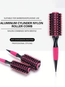 1支陶瓷铝管猪鬃发梳，耐热蓬松造型卷发梳，返校季、旅行度假必备，女士美发配件，梳子，边缘梳，梳子，解结梳，球形梳，迷你发梳套装，木梳，发梳，边缘梳，发梳套装，梳子，发梳，理发师，美发设备，发梳，梳子套装，梳子，卷发梳，解结梳，女士发梳，理发师配件，理发店，美发设备 - 彩色 - 查看 4