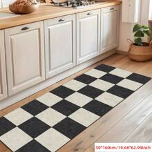 Classic Checkerboard Pattern Runner Rug, Ideal For Hardwood Floors In Entryways, Laundry Rooms, Hallway, Bedrooms, Kitchen, Room Decor, And Entryway - Indoor All-Season Home Decor, Stylish Long Floor Mat, Washable & Non-Slip, Perfect For Home Use As A Hallway Rug, Area Rugs Living Room, Black And White Tones, Bedside Rug, Kitchen Rugs, House Decor | Kitchen Decor