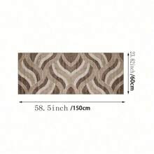 1pc Luxurious Crystal Velvet Corridor Mat - 850g/M² Heavyweight Machine-Washable Mat With Rubber Backing, Creative Wave Art Design For Living Room, Hallway, Laundry Room - Multiple Sizes Available