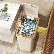 Odor Proof Trash Can With One-Touch Modern Design Durable Plastic Bathroom Kitchen Bin Space Saving Leakproof - Xám - Xem 3