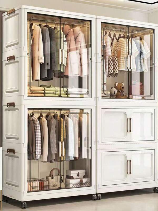 5/4/3/2/1 Layer New Wardrobe Closet Organizer For Children/Baby Clothes, Plastic Foldable Storage Cabinet For Women Storage Organizer Travel Essentials Back To School Dormitory Storage