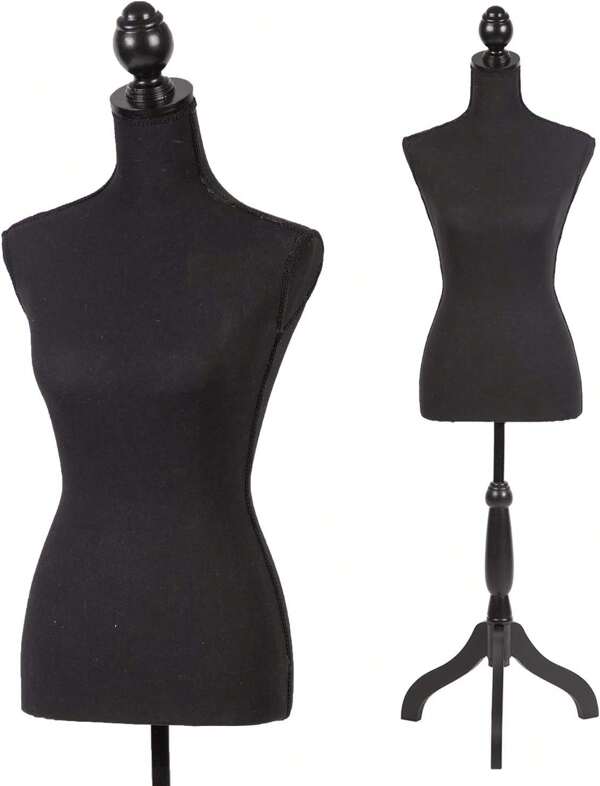 Mannequin Torso Manikin Dress Form 59-67 Inch Height Adjustable Female Dress Model Display Torso Body Tripod Stand Clothing Forms (Black, 59-67 Inches)