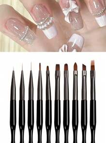 10er Set Nail Art Pinsel, Nageldesign Werkzeuge Set inklusive Nagellackierpinsel und Nail Dotting Stifte für UV-Gel Nägel, zum Selbermachen zu Hause
