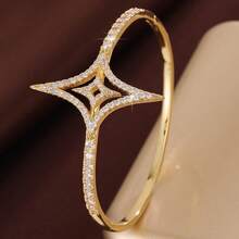 1件 时尚镂空双层四角星设计立方氧化锆镶嵌女式手链 - 彩色 - 查看 10