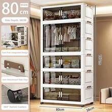 5/4/3/2/1 Layer Children's Wardrobe Organizer Cabinet, Foldable Living Room Bedroom Storage Closet, Large Capacity, Multi-Function Baby Clothes Cabinet - Multicolor - View 21