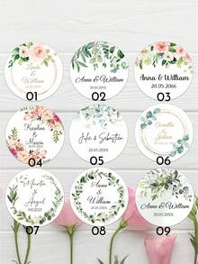 UNICCUT Customized Round Label Stickers, Personalized Stickers For Wedding Bride, Christening Gifts, Sealing Candy Gifts, Gift Boxes, Paper Labels, Adhesive Stickers - Multicolor - View 4