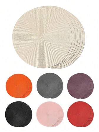 2 件/6 件 PP 圆形编织餐垫，15 英寸可洗防滑桌垫，适用于婚礼、节日派对、餐桌装饰