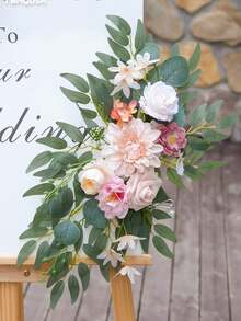 2 piezas de flores artificiales de rosa gris para arco de boda, decoración de cartel de bienvenida y flores para arco, adecuado para recepción de bodas (rosa gris y sonrosado) - Rosa - Ver 5