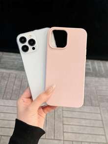 Ốp lưng điện thoại silicon cao cấp họa tiết vải thiều tương thích với Apple IPhone 16 Pro Max, ốp lưng chống sốc màu trơn đơn giản tương thích với IPhone 14 Plus, 13 Pro Max, 15 Pro, 12/11, thiết kế lấy cảm hứng từ Dopamine dành cho nam và nữ - Màu Hồng baby - Xem 3