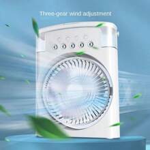 Raffrescatore d'aria portatile, ventilatore condizionatore d'aria portatile, mini raffrescatore evaporativo con luce LED colorata, timer da 1/2/3 ore, 3 velocità del vento e 3 modalità di nebulizzazione per la tua scrivania, comodino o tavolino da caffè