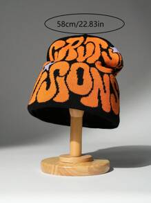 Warm Knitted Beanie Hat, Y2K Style, Acrylic Letter Design Unisex Cap For Men & Women, Autumn/Winter Casual Streetwear