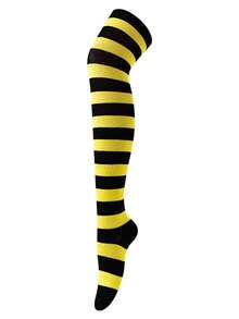 1 Pair Thigh High Socks, Anime Cosplay Role Play Style Striped & Solid Colors, Fall Socks - Multicolor - View 36
