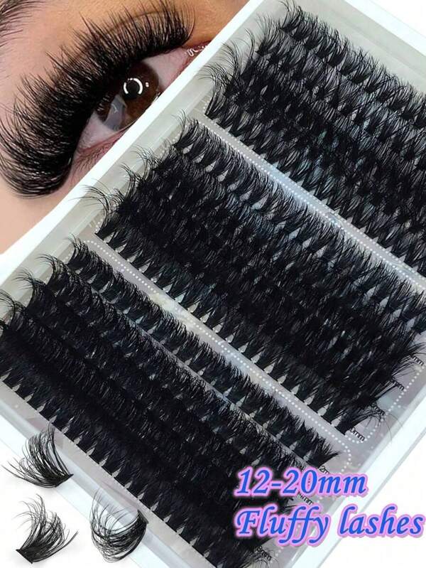 Kit de extensiones de pestañas voluminosas de 300 piezas, 100D 90D 80D 60D 70D, longitudes de 12-20mm, rizado C/D/DD, maquillaje, boda/novia, color negro, libro de extensión de pestañas de alto volumen