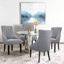Stretch Wingback Chair Cover - Reusable Side Chair Slipcover, Accent Chair Protector Dining Room, Banquet, Home Decor (Silver, 2PC) - 02 天鵝絨藍綠色 - 查看 6