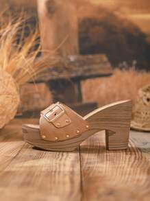 2025 New Arrival Women's High Heel Thick Heel Sandals, Animal Print Lizard Pattern Rivet Retro Wedge Platform Slippers