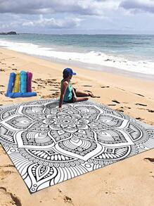 1pc New Outdoor Waterproof Anti-Sand Digital Printed Picnic/Beach Blanket, Fashion And Fresh Pattern, Suitable For Camping And Picnics