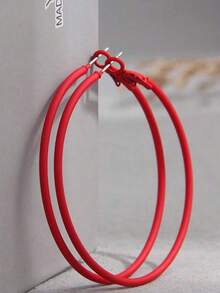 1 paire de boucles d'oreilles élégantes en forme de créoles minimalistes à la mode, de couleur blanche fluorescente et multicolore bonbon, pour femmes - Blanc - Voir 10