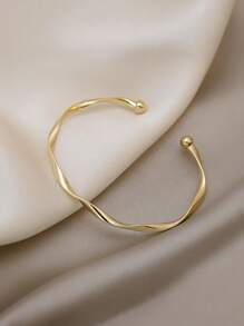 1 件简约扭结设计金属手镯，可调节尺寸扭结编织手链，女士百搭配饰