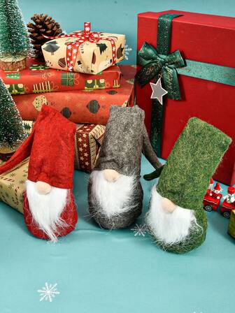 3件装圣诞鲁道夫娃娃装饰圣诞老人鲁道夫娃娃，家居布艺生日礼物，圣诞节节日装饰，圣诞装饰品，圣诞家居装饰，送给朋友的礼物，夜灯，圣诞彩灯