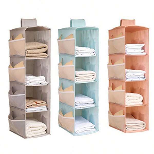 1 pieza Bolsa colgante de almacenamiento de ropa con múltiples compartimientos, bolsa colgante duradera para almacenamiento de ropa interior, bolsa plegable de almacenamiento de ropa para bolsas, calcetines, sujetadores, artículos domésticos, organizador ahorrador de espacio para el dormitorio, armario, armario, hogar, dormitorio